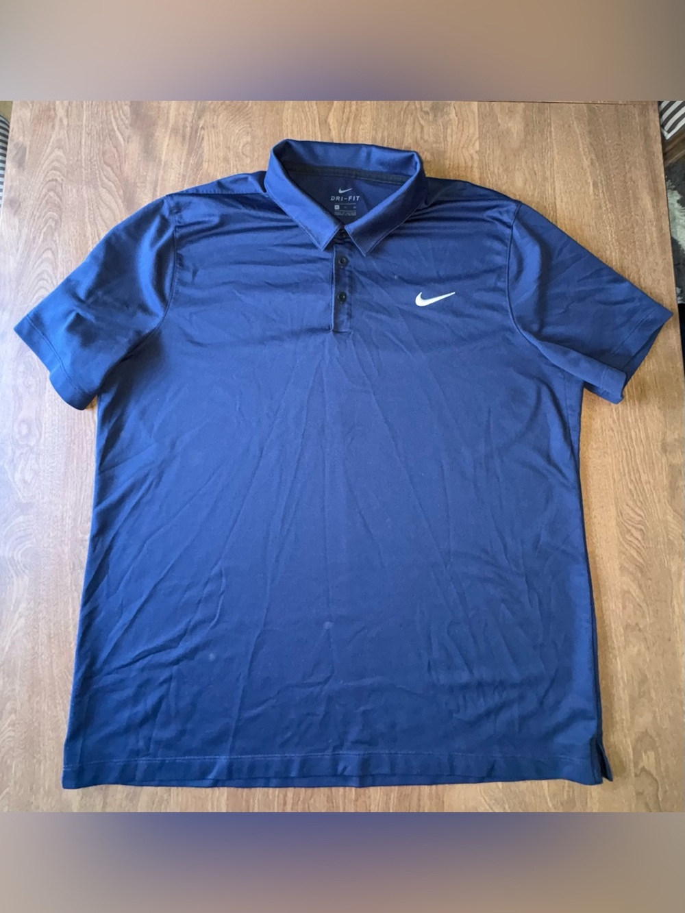 Nike Men’s Navy Blue Polo with White Swoosh DRI-FIT